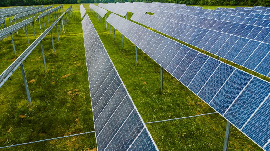 Solar panels recollecting energy. Eco-friendly device.