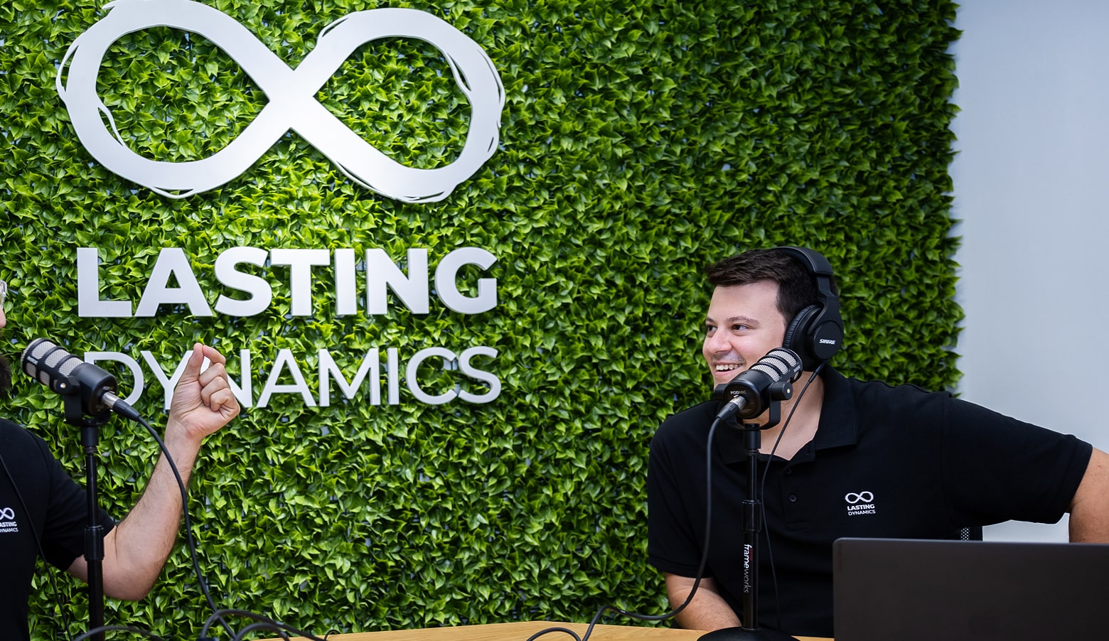 Lasting Dynamics team discussing agile software development and innovation during podcast recording